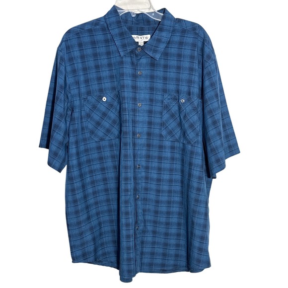 Orvis Other - Orvis Blue Plaid Short Sleeve Button Down Shirt Mens XXL